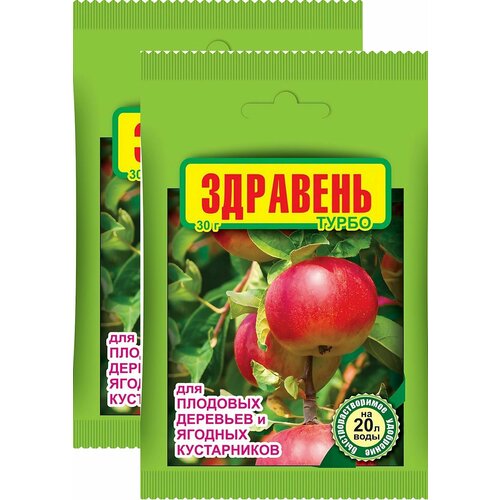 Комплексное удобрение Здравень турбо для плодовых деревьев и ягодных культур (2 упаковки по 30г) здравень турбо для плодовых деревьев и ягодных кустарников 30 гр