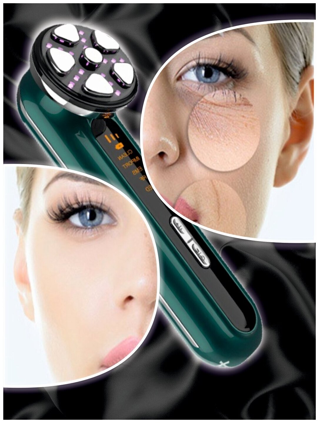 Массажер для лица Микротоковый аппарат Лифтинг rf от морщин вокруг глаз шеи LED терапия от прыщей Мезотерапия - фотография № 3