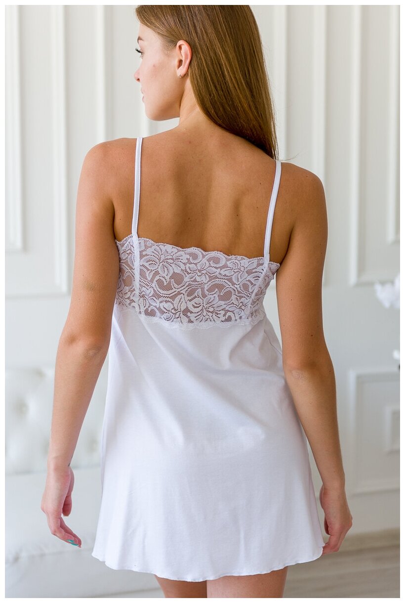 Ночная сорочка, платье домашнее, платье с кружевом "Селин" Амадэль, белый - фотография № 6