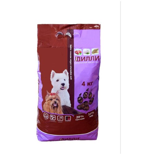 Сухой корм для собак, с говядиной и рисом, Дилли 4 кг