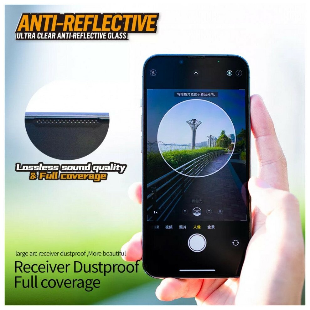 Защитное стекло Blueo 3D AR Anti-reflective (ультра-прозрачное) (+install) 0.4 мм для iPhone 14 Pro Max с черной рамкой (BM5841-14pro-6.7) - фотография № 6