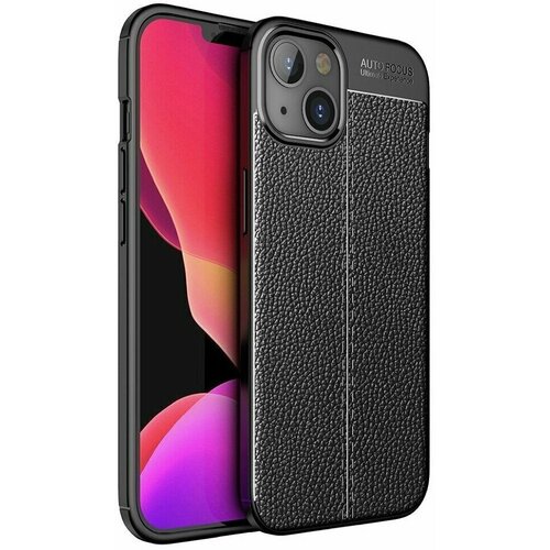 Чехол-накладка Litchi Grain для iPhone 14 (черный) чехол накладка litchi grain для iphone xs max черный