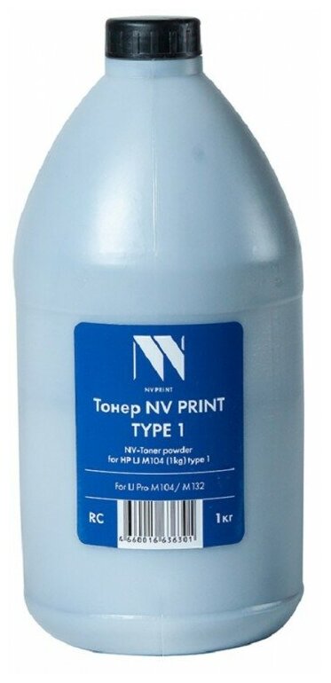 Тонер черный NV PRINT NV-HP LJ M104 (1кг) type1, Бутыль для HP