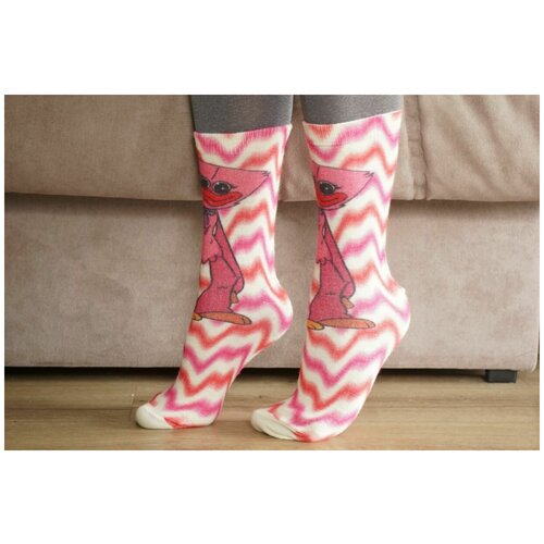 фото Носки шерстянки, размер 35/38, розовый, белый