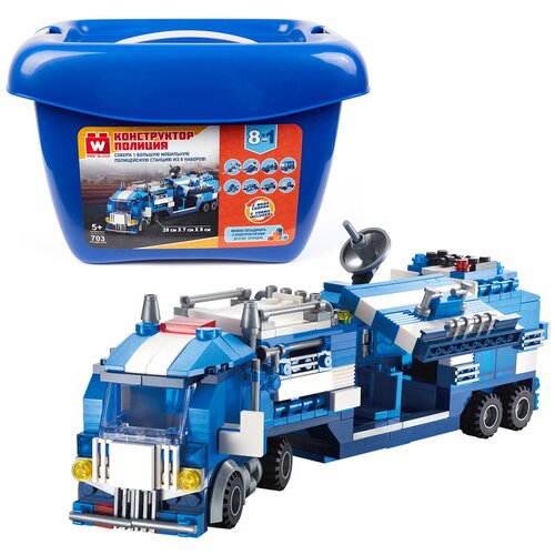 Вайс Блок. Коробка с кубиками,наб. конструкторов Полиция.TM Wise Block