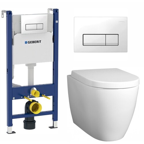 Комплект 3 в 1 инсталляция Geberit Duofix + Унитаз подвесной BelBagno Marino + кнопка белая