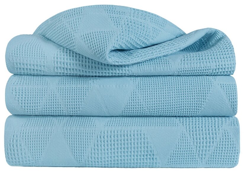 Жаккардовый плед LOVEME 220х190см на диван или кровать, цвет голубой - фотография № 16