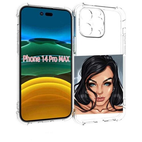 Чехол MyPads голубые-глаза-у-брюнетки женский для iPhone 14 Pro Max задняя-панель-накладка-бампер