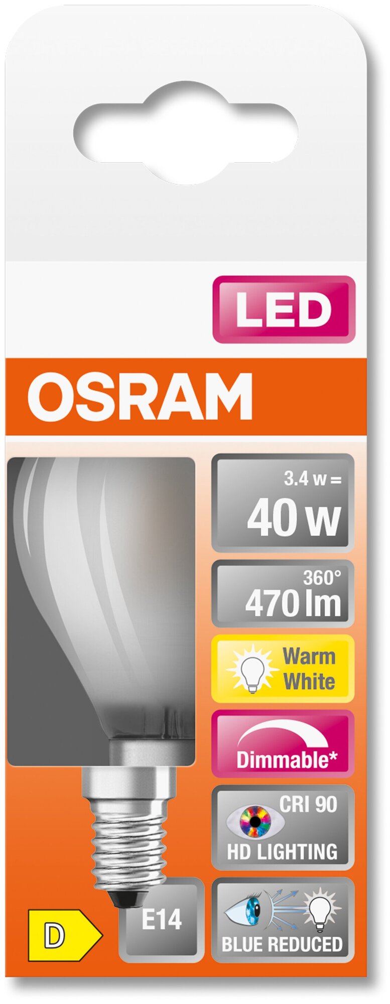 LED SUPERSTAR+ CL P GL FR 40 dim 34W/927 E14 Ra90 - LED лампа OSRAM