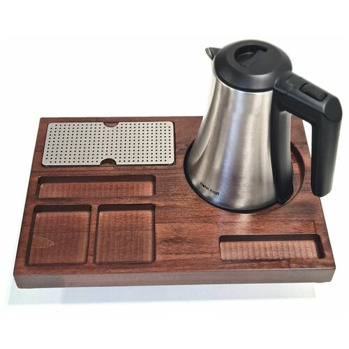 Подставка для чайника в комплекте с чайником ЧПК 3, коричневый бук подставка walmer rondo 36 5см для 6 ти кружек сталь хром