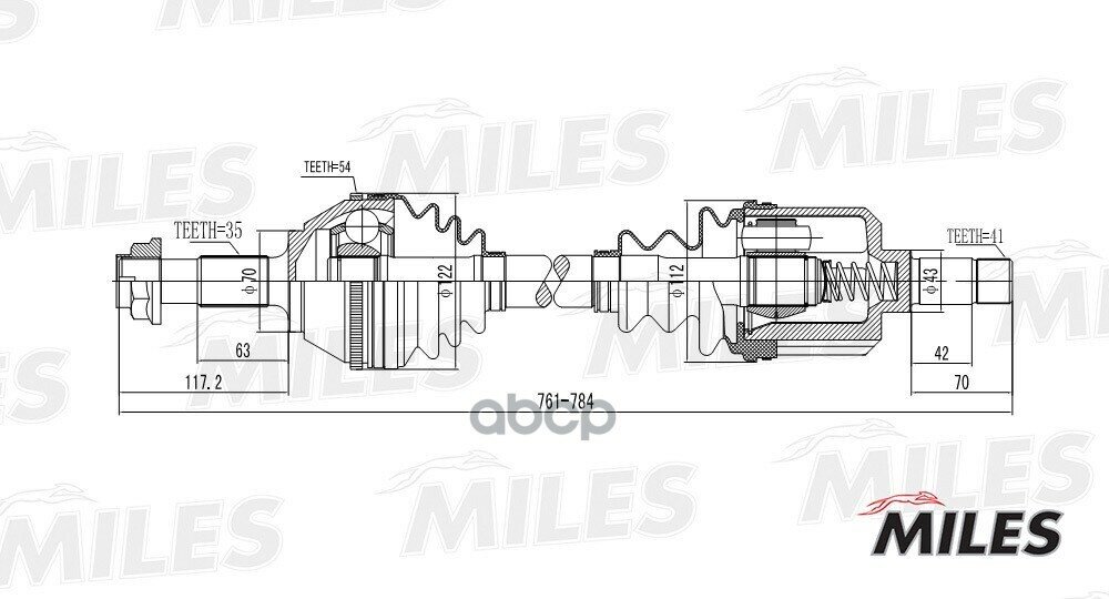 Привод В Сборе Левый Citroen Jumper/Fiat Ducato/Peugeot Boxer 1.9-2.8 94-02 (Abs) (Gkn 303050) Gc01147 Miles арт. GC01147