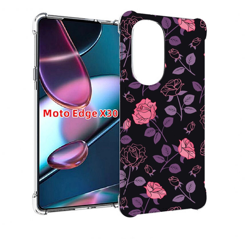 Чехол MyPads маленькие розочки на черном фоне женский для Motorola Moto Edge X30 задняя-панель-накладка-бампер
