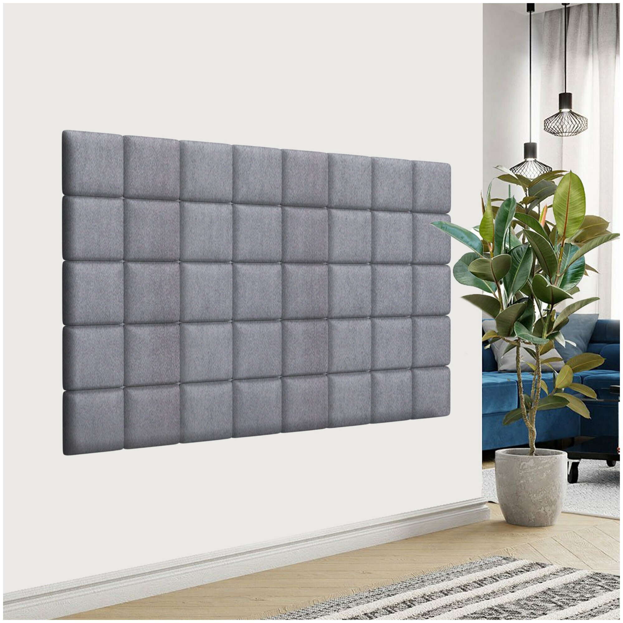 Стеновая панель Alcantara Gray 15х15 см 8 шт. - фотография № 1