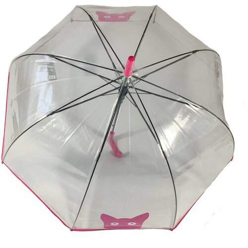 Зонт-трость женский Galaxy of umbrellas Розовый кот полуавтомат прозрачный