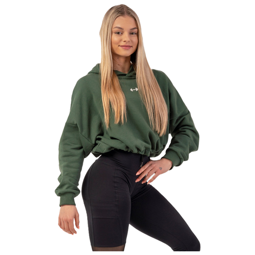 фото Толстовка nebbia loose fit crop iconic dark green (xs/s) nebbia fitness