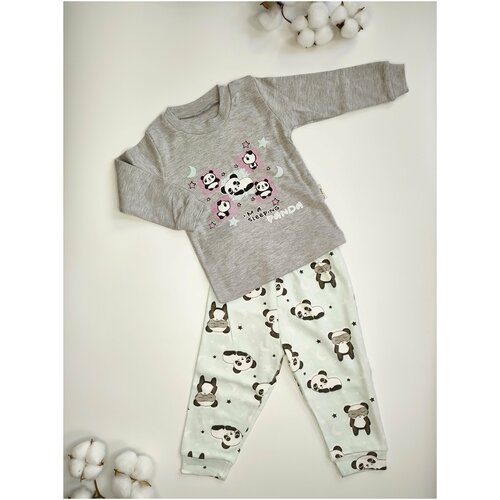 Пижама  для девочек, размер 1 год, бирюзовый, серый
