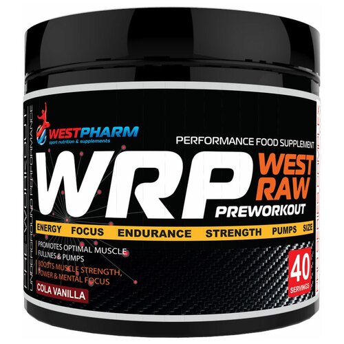 фото Westpharm / wrp / west raw preworkout / предтренировочный комплекс со вкусом cola-vanilla / 320 гр, 40 порций