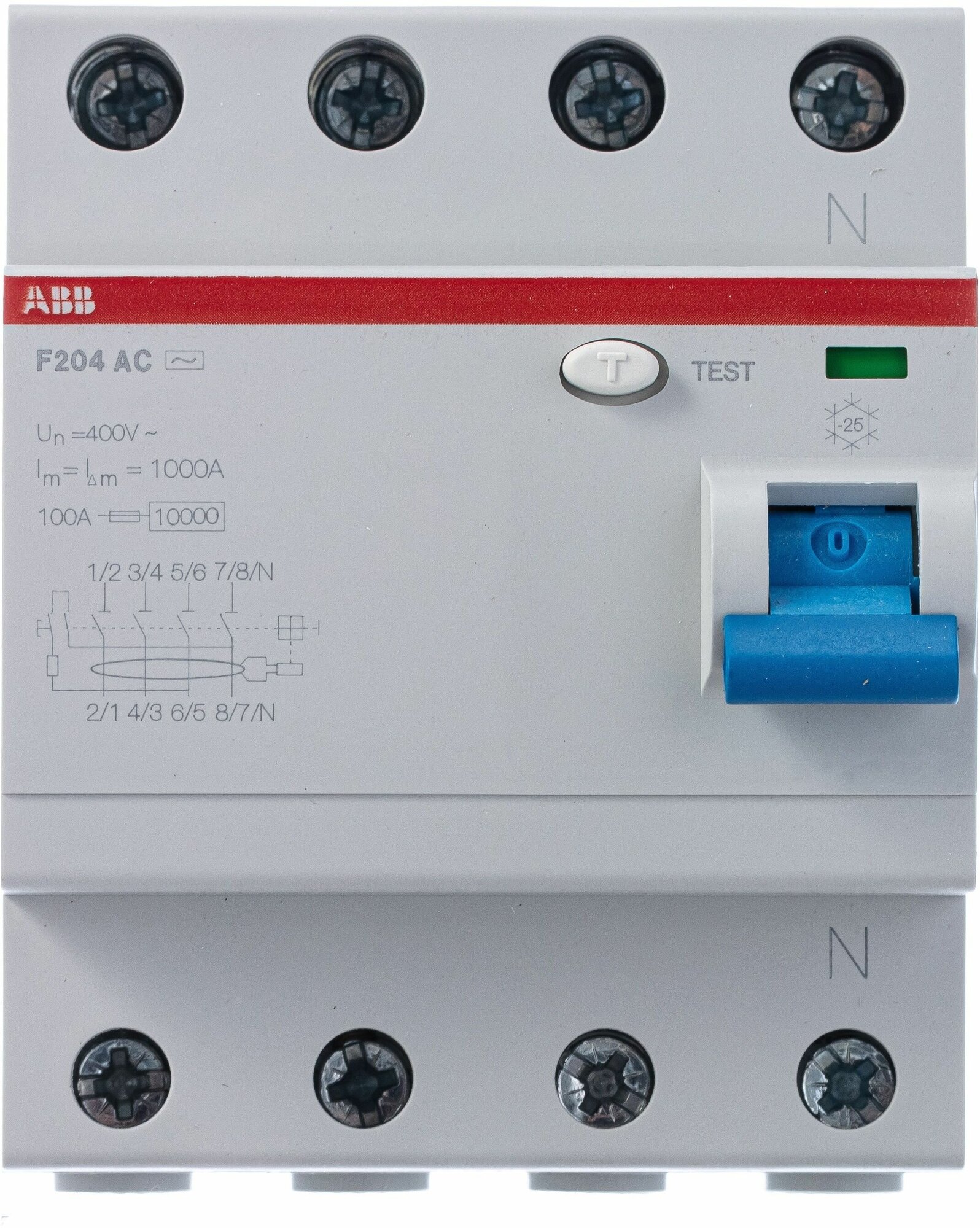 Устройство защитного отключения ABB F204 УЗО 63А 30 мА 4P тип АС 10 кА - фотография № 1