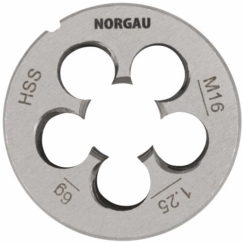 Плашка MF16x1.25 мм, диаметром 45 мм NORGAU Industrial метрическая, для нарезания резьбы с мелким шагом и углом профиля 60, по DIN223, HSS