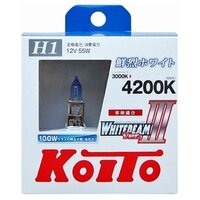 Лампа автомобильная галогеновая H1 Koito Whitebeam 4200K 12V 55W P14.5s (комплект 2 шт.) P0751W