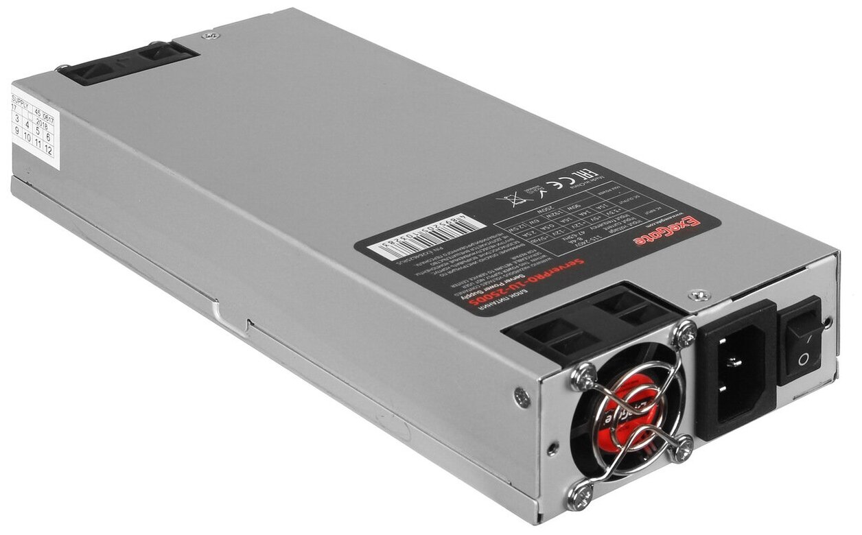 Серверный БП 500W ExeGate ServerPRO-1U-500ADS (1U, APFC, КПД 80% (80 PLUS), 2x4cm fans, 24pin, 2x(4+4)pin, 2xPCI-E, 4xSATA, 3xIDE) EX237311RUS