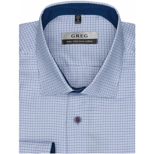 фото Рубашка мужская длинный рукав greg 124/131/973/z/1_gb, полуприталенный силуэт / regular fit, цвет голубой, рост 174-184, размер ворота 44