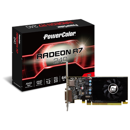 Видеокарта PowerColor Radeon R7 240 2GB (AXR7 240 2GBD5-HLEV2), Retail видеокарта sapphire pci e 11216 35 20g r7 240 4g boost amd radeon r7 240 4096mb 128 ddr3 78 102933