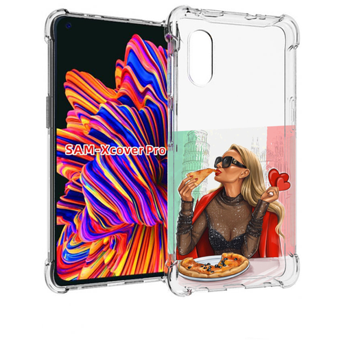 Чехол MyPads любительница-пиццы женский для Samsung Galaxy Xcover Pro 1 задняя-панель-накладка-бампер