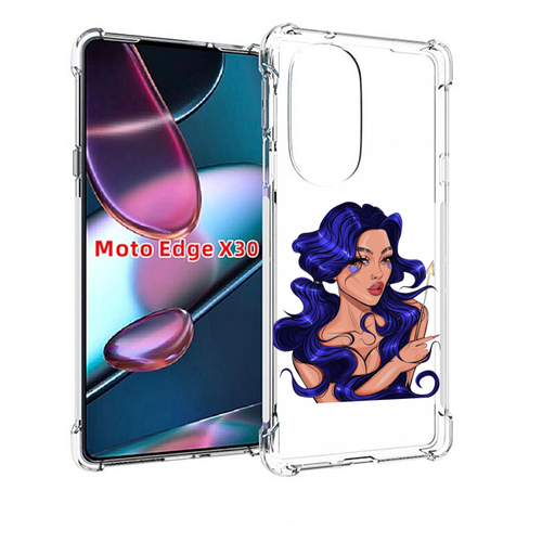 Чехол MyPads красивая-девушка-с-синими-волосами женский для Motorola Moto Edge X30 задняя-панель-накладка-бампер