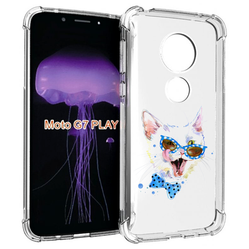 Чехол MyPads белый кот для Motorola Moto G7 Play задняя-панель-накладка-бампер