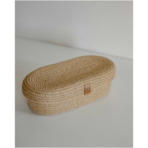 Хлебница плетеная с крышкой TAKE the ROPE, Д 29-31 см В-8 см, из джута