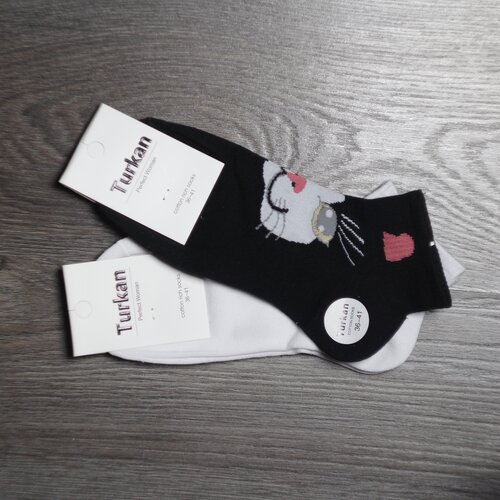 Женские носки Turkan укороченные, быстросохнущие, размер 36-41, белый, черный