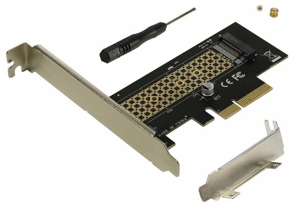 ORIENT C300E Переходник PCI-E 4x-M.2 M-key NVMe SSD тип 2230/2242/2260/2280 планки крепления в комплекте (31100)