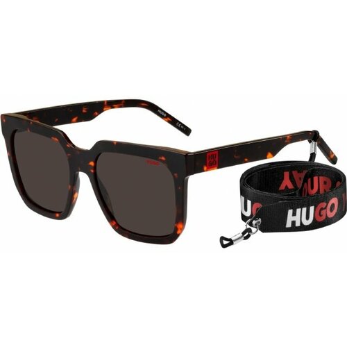 Солнцезащитные очки HUGO, прямоугольные, оправа: пластик, с защитой от УФ, для мужчин, черепаховый