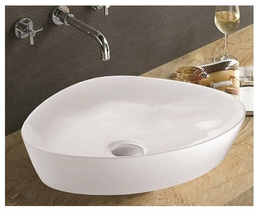 Раковина для ванной. Раковина накладная CeramaLux 9386 белый без перелива - фотография № 16
