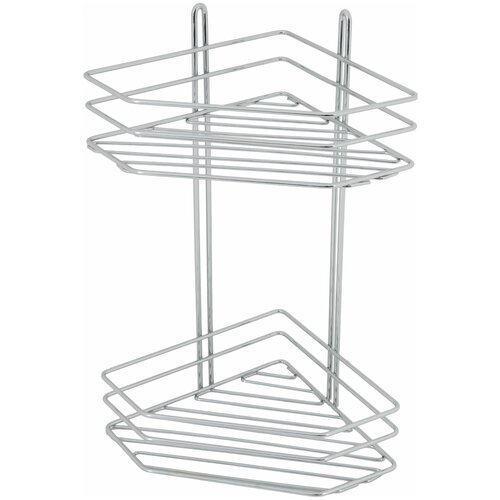 Полка для ванной комнаты двухъярусная угловая 19х19х37 см цвет хром 1999₽