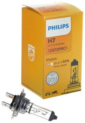 Лампа H7 12V 55W PX26d (PHILIPS) +30% premium/vision — купить в  интернет-магазине по низкой цене на Яндекс Маркете