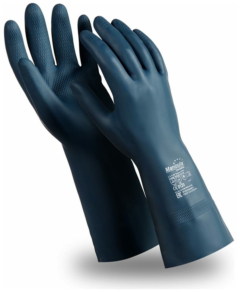 Перчатки защитные латексно-неопреновые Manipula "Химик", размер 10-10.5 (XL), черные, 1 пара (LN-F-08)