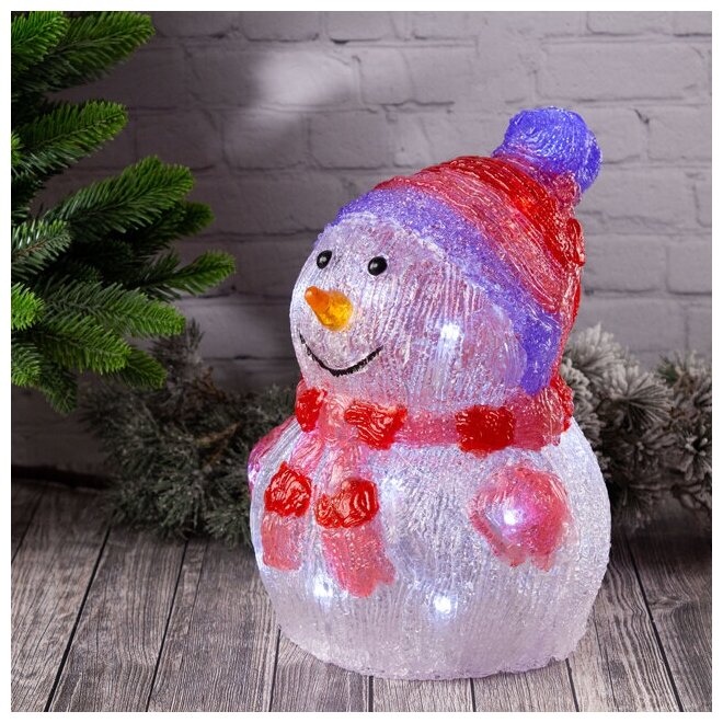 Kaemingk Светящаяся фигура Снеговик Frosty Violet 24 см, 20 LED ламп, на батарейках, IP44 9492144