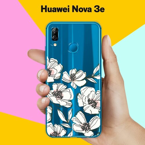 Силиконовый чехол Цветы на Huawei Nova 3e силиконовый чехол на huawei nova 3e узор из такс для хуавей нова 3е