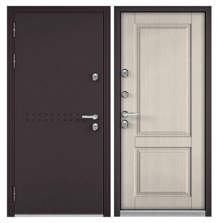 Дверь входная для дома Buldoors TERMO STANDART 880х2050 левый, тепло-шумоизоляция терморазрыв антикоррозийная защита, замки 3й класс, коричневый/серый - фотография № 1