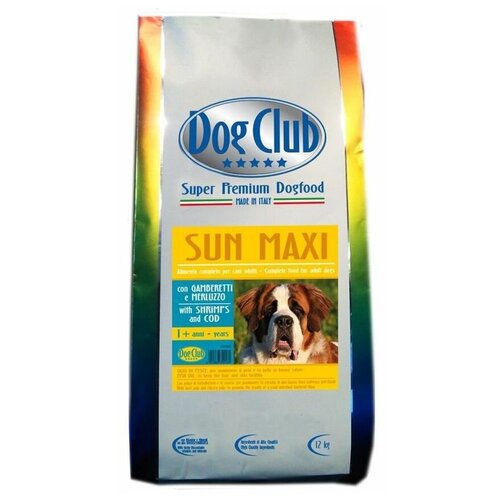 Корм для взрослых собак крупных пород Dog Club Sun Maxi, рыба 12 кг
