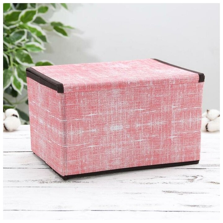 Короб стеллажный для хранения с крышкой «Ронда», 26×20,5×16 см, цвет розовый - фотография № 2