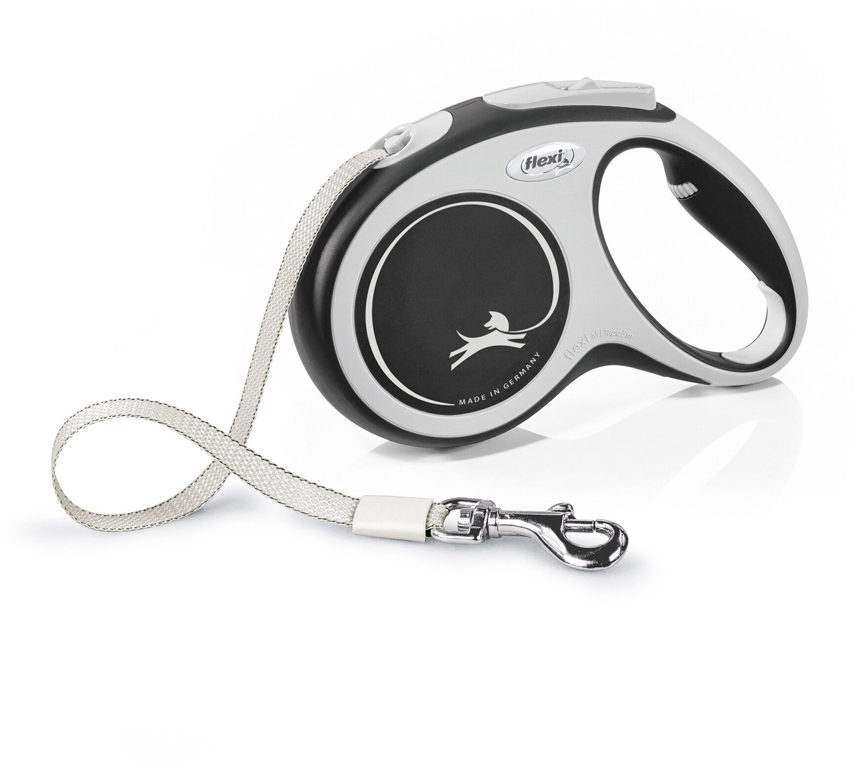 Поводок-рулетка для собак Flexi New Comfort M ленточный черный/серый 5 м до 25 кг - фотография № 6