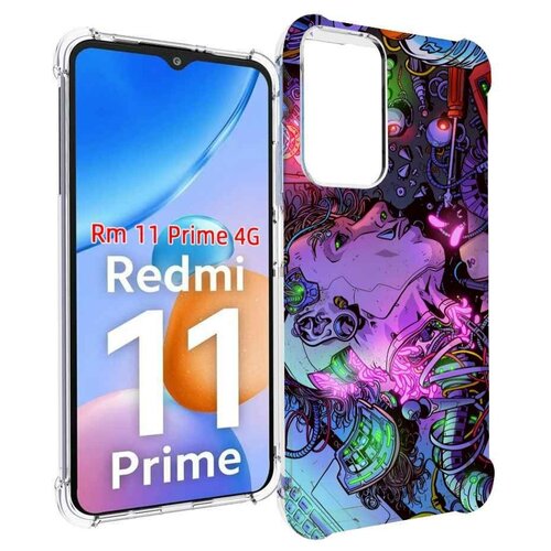 Чехол MyPads голова робота мультик для Xiaomi Redmi 11 Prime 4G задняя-панель-накладка-бампер чехол mypads парень в подъезде мультик для xiaomi redmi 11 prime 4g задняя панель накладка бампер