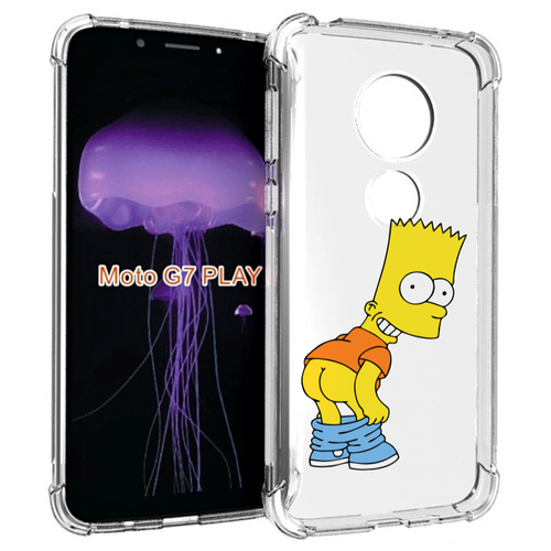 Чехол MyPads барт-симпсон-довольный для Motorola Moto G7 Play задняя-панель-накладка-бампер