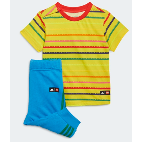 Костюм adidas для мальчиков, футболка и брюки, размер 104, желтый, синий