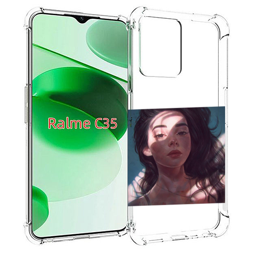 Чехол MyPads девушка-в-лучах женский для Realme C35 / Narzo 50A Prime задняя-панель-накладка-бампер