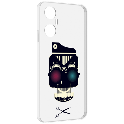 Чехол MyPads черно белый скелет с яркими глазами для Infinix Hot 20 5G задняя-панель-накладка-бампер