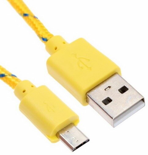 Кабель DCC288, microUSB - USB, зарядка + передача данных, 1 м, оплетка, желтый